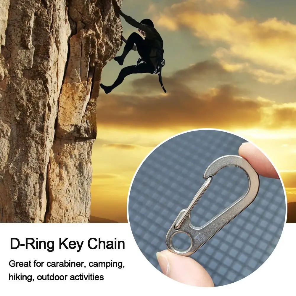 

MIni Titanium Alloy Safety Travel Tools Survival EDC Gear D Carabiner Camping Keyring Spring Clips D-Ring Key Chain