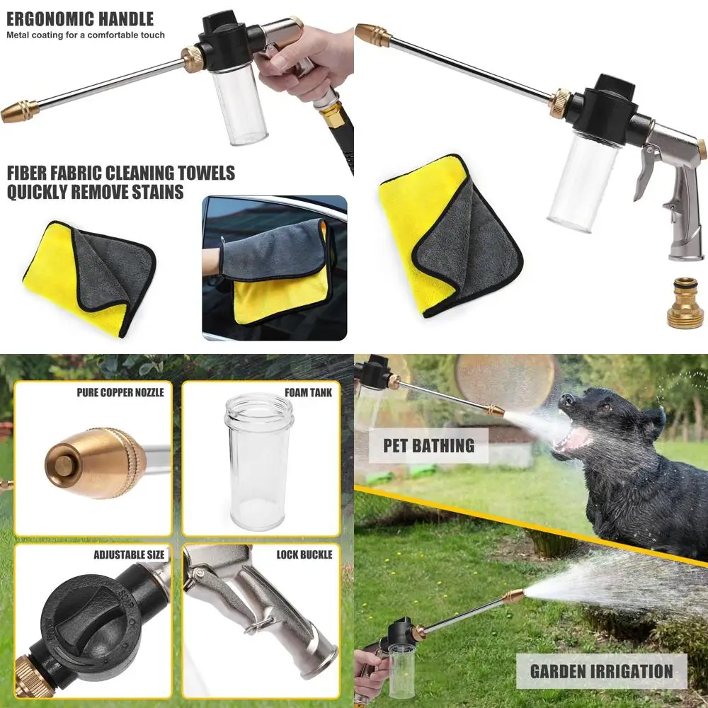 

Car Wash Foam Gun for Hose, High Pressure Foam Gun Car Wash Sprayer with 100cc/3.5oz Plastic Soap Dispenser Bottle + Washing Tow