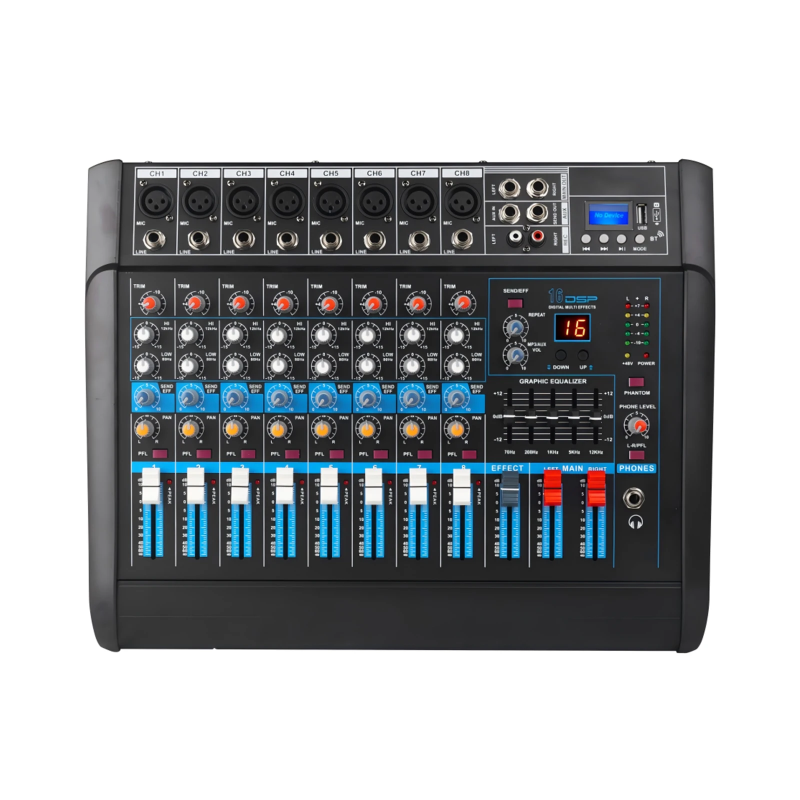 PMX-4/6/8/12/1602D Audio Professional Wireless Mixer 4/6/8/12/16-way Usb with Reverberation Effect Home Computer Stage Show Live