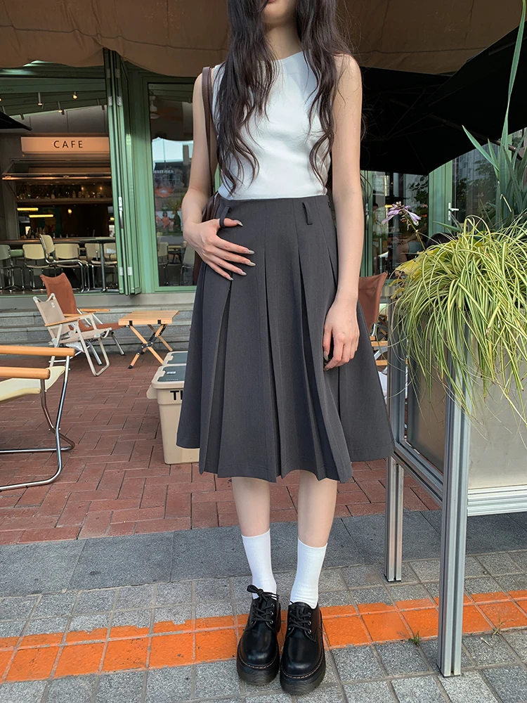 

ey A-Line Skirt for Women College Sle High Waist f Body Skirts Spring New Arrival Anti-Aging ort And Medium Length