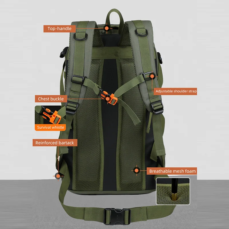 Zaino da esterno multifunzionale 50L borse da trekking borsa da alpinismo zaini da arrampicata da campeggio impermeabili borsa sportiva ultraleggera