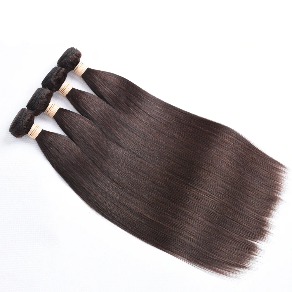 Bone Straight Pacotes de cabelo humano, Brazilian Hair Weave, Chocolate Brown, 100% Virgin, 4 Pacotes, #2, 4 Pcs