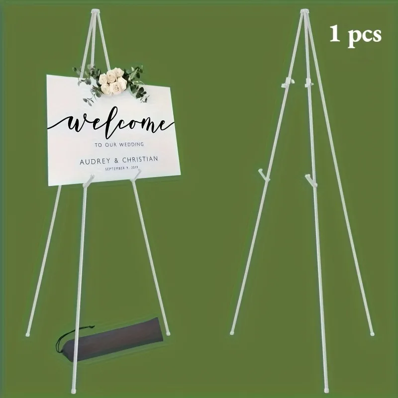 Portable 63-Inch Foldable Display Stand for Wedding Banners & Posters Tripod Easel & Adjustable Height for Birthday Easter Party