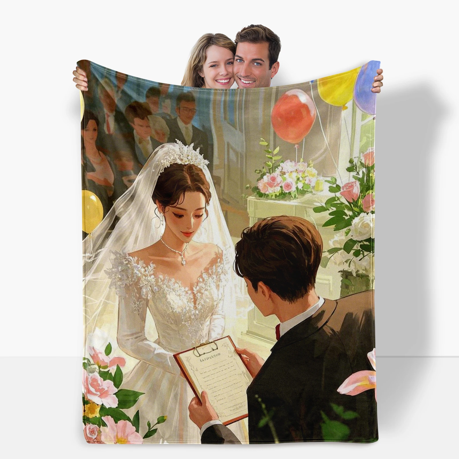 Wedding Season Special Soft Cartoon Newlywed Blanket Perfect Present for Married Couples