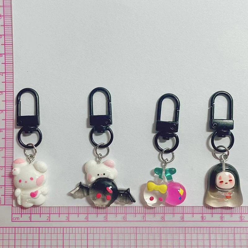 New Cute Halloween Resin Keychain For Women Keyring Bag Charm Pendant Car Airpods Box Key Accessories Children's Gifts