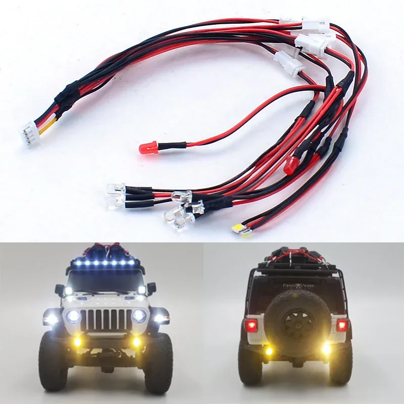 LED przedni i tylny System oświetlenia dla 1/24 zdalnie sterowany samochód gąsienicowy Kyosho Miniz 4x4 Jeep Wrangler akcesoria samochodowe