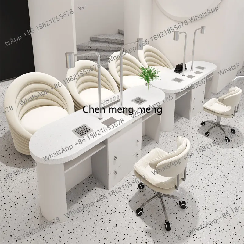 Nordic Stainless Steel Multifunctional Manicure Table Modern Designed Vacuum Cleaner Equipped Nail Tables Salon Furniture