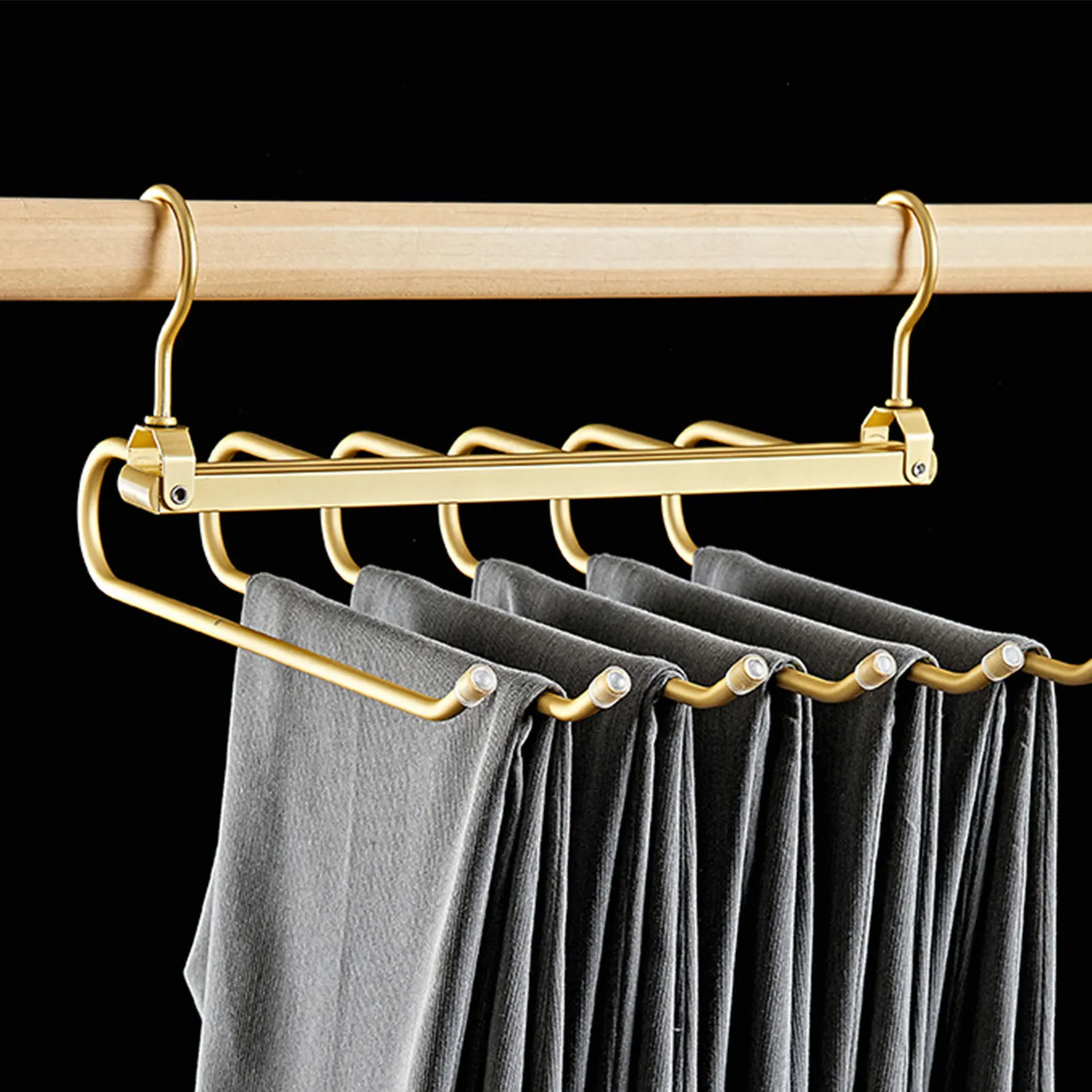 Folding Pants Hangers Rotatable Pant Tie Scarf Storage Rack Aluminium Alloy Hanger for Pant Organizer Wardrobe Space Saving