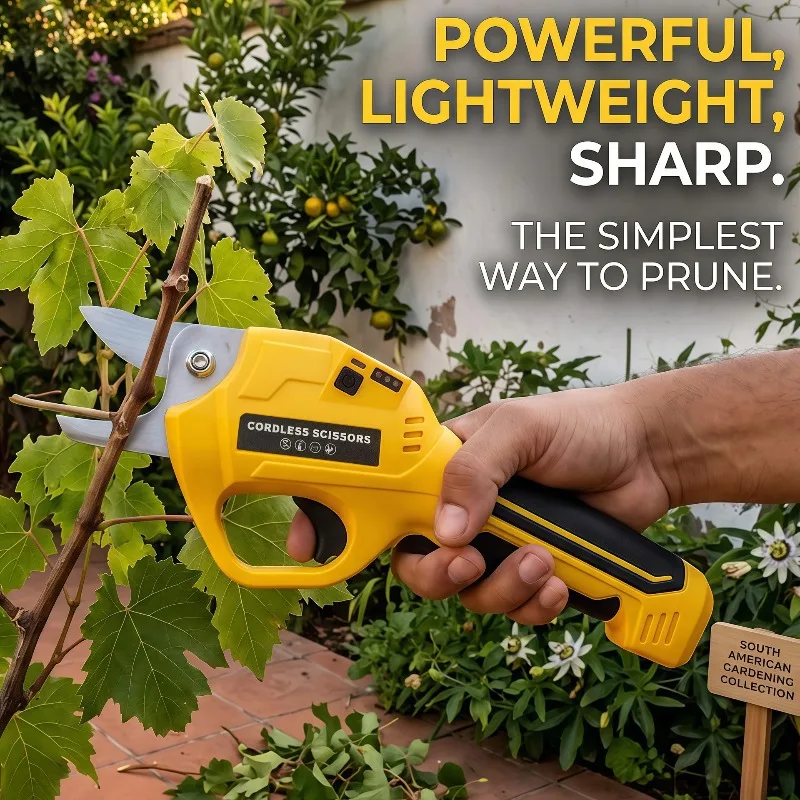 Cordless Electric Pruning Shears Rechargeable Lithium Garden Branch Cutter Fruit Tree Pruner Gardening Tools