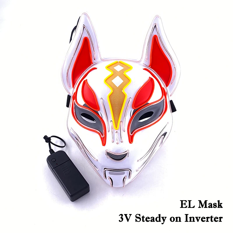 New Arrival LED Luminous Cosplay Anime Mask Neon Light Up Fox Mask Halloween Party Mask Carnival Party Led Mask