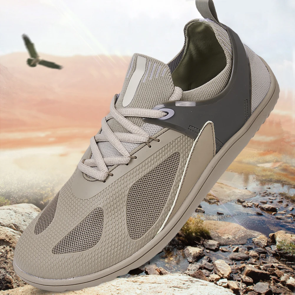 

Men Wide Barefoot Shoes Zero Drop Sole Wide Toe Cross Trainer Minimalist Walking Shoes Mesh Running Sneakers for Hiking Climbing