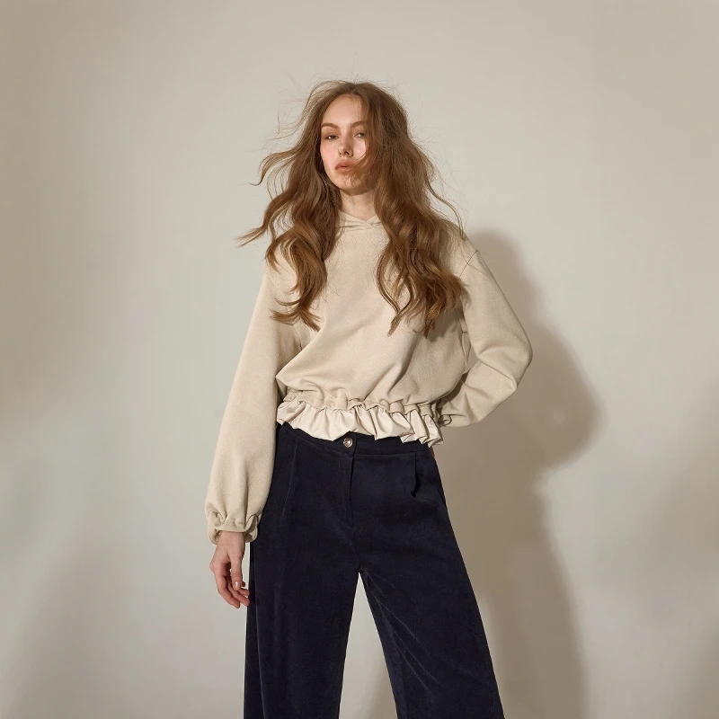 

Новая весенняя модная женская толстовка с длинными рукавами, круглым вырезом, хлопковая, с бусинами-буквами и декоративной тесьмой по низу