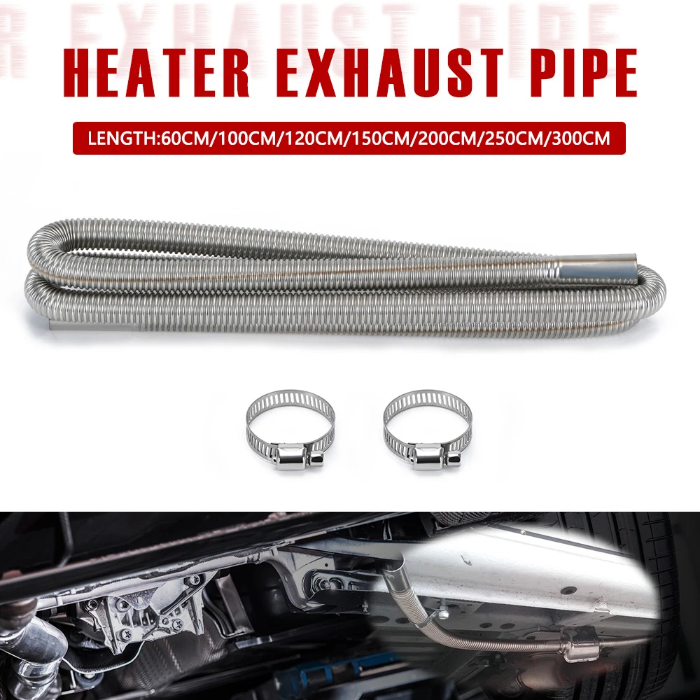 60cm 100cm 120cm 150cm 200cm 250cm 300cm Air Diesel Parking Heater Stainless Steel Exhaust Pipe Tube Gas Vent Hose Car Truck VAN