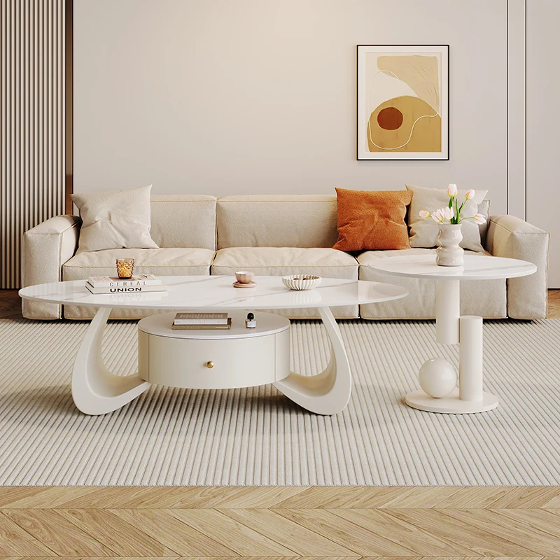 طاولة القهوة الفاخرة الحديثة الشمال نمط جلام البيضاوي طاولة القهوة الجمال غرفة المعيشة طاولة تخزين مخفية دي صالون أثاث المنزل