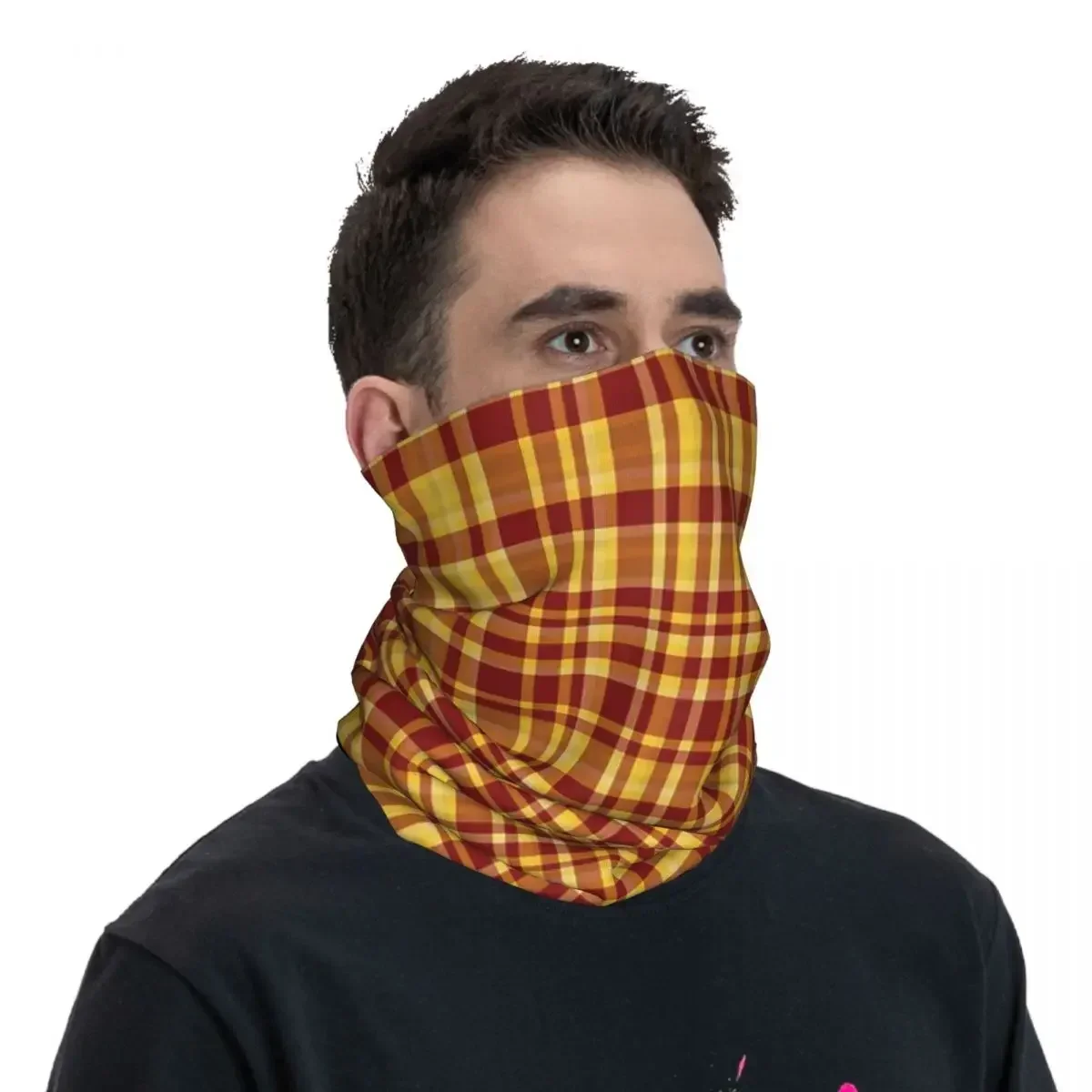 Dunkelrot und gold karierte Bandana Hals abdeckung bedruckte Maske Schal warme Sturmhaube Radfahren Unisex Erwachsenen Winter