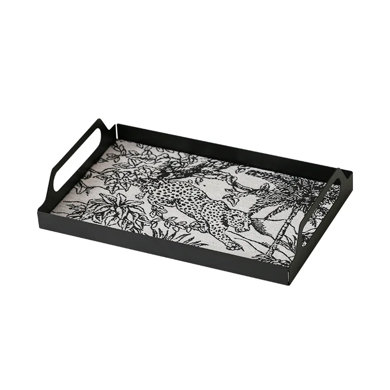 Light luxury retro style wrought iron tray living room coffee table aromatherapy sundries advanced storage decorative tray