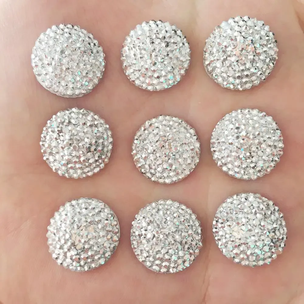 40pcs 16mm Convex Round half bead Flat back rhinestone appliques DIY Wedding scrapbook jewelry stone craft SF097*2