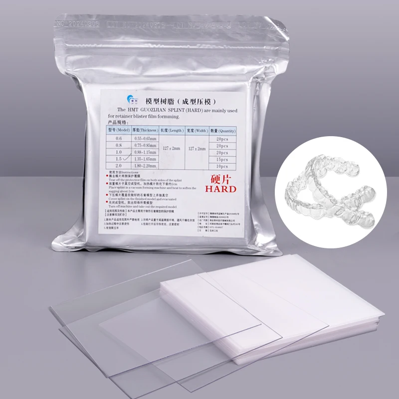 Dental Lab Orthodontic Splint Retainer Vacuum Forming Sheets Laminated Film Hard 1.0/1.5/2.0mm Thermoforming Material