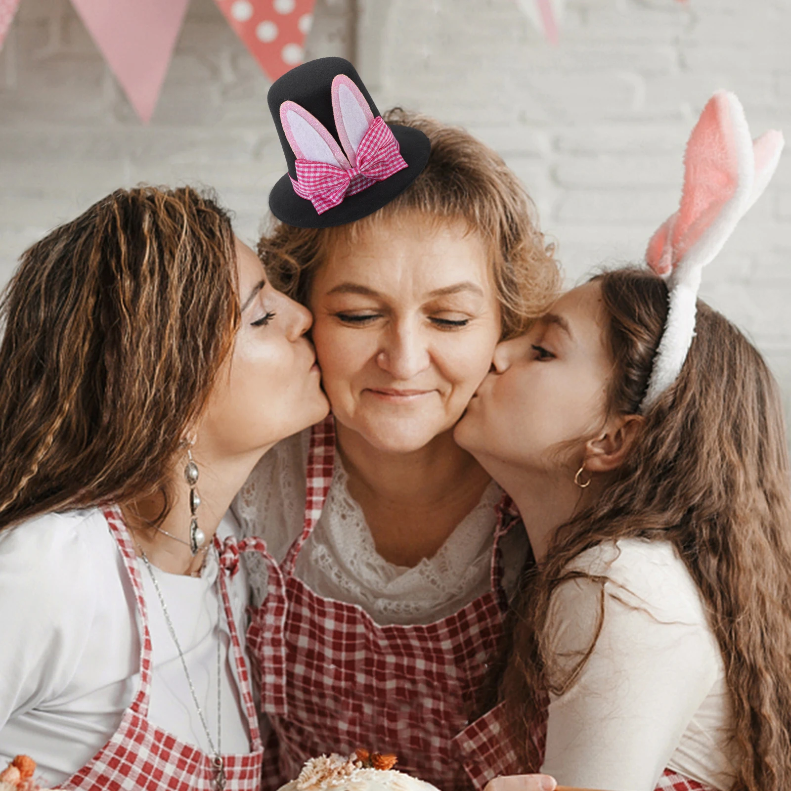 

Rabbit Ears Hats Plaid Bowknot Bunny Ear Headpiece Easter Party Costume Accessories Hair Clips Women Fascinators
