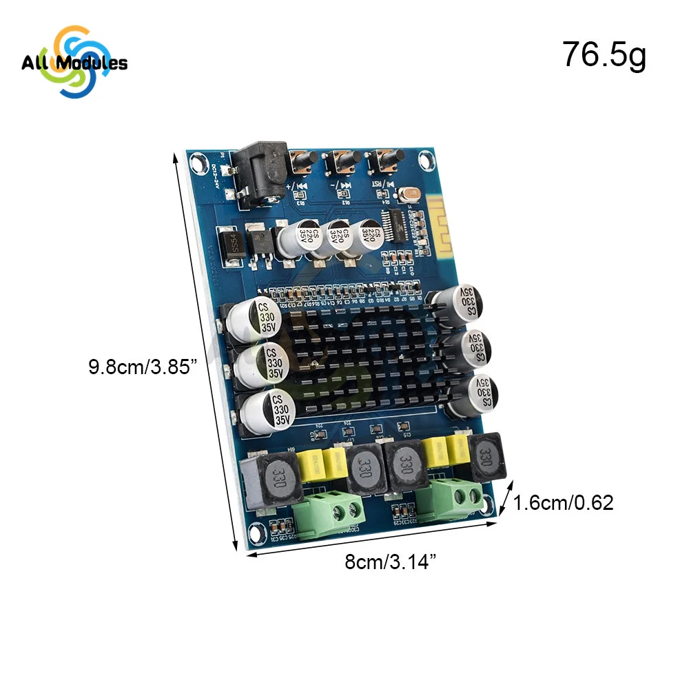 Placa amplificadora de potencia de Audio Digital estéreo, TPA3116D2, TPA3116, 120W + 120W, 2x120W, 120W, Bluetooth 4,0, doble canal, carcasa acrílica