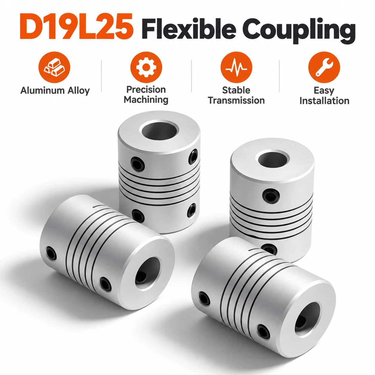 D19*L25 Aluminum Flexible Jaw Shaft Coupling 3/4/5/6/6.35/7/8/10mm CNC Stepper Motor Coupler for Encoder & Engraving Machine