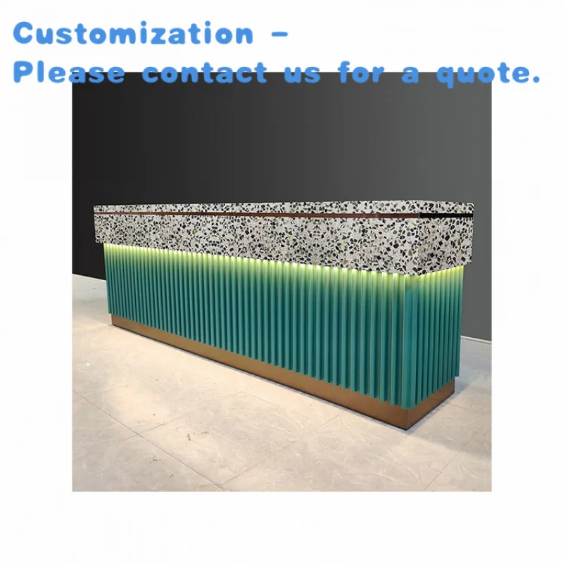 

custom.Kainice Customized Green Fashion Shop Cashier Counter Boutique Store Reception Desk Checkout Counters Beauty Spa Stor