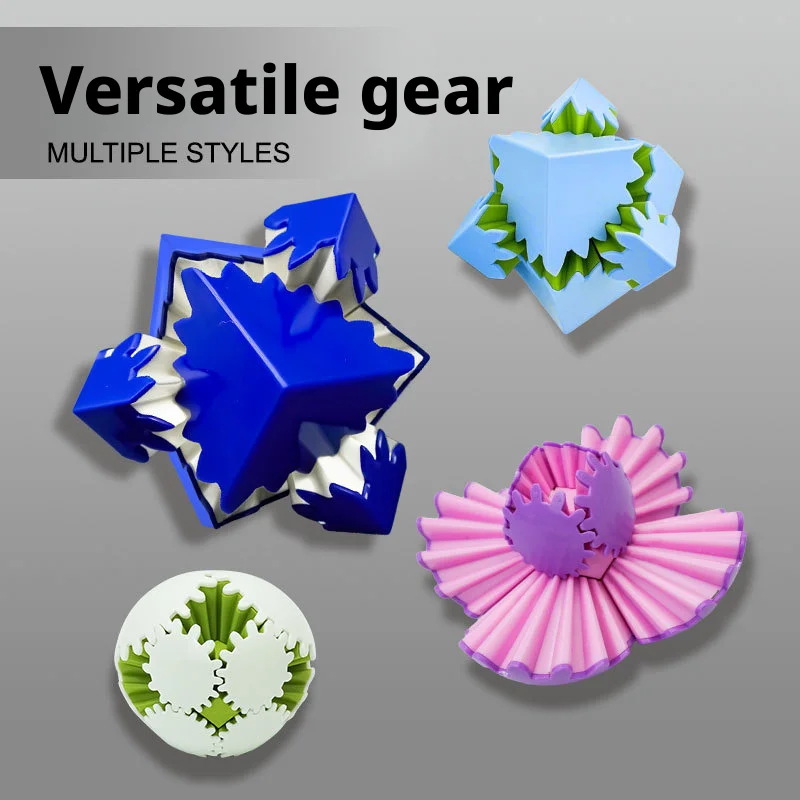 3D Printed Cube Fidget Toy Gear Ball Stress Relief Cube Rotating Stress Relaxing Toy Desktop Decoration Decompression Toy Gift