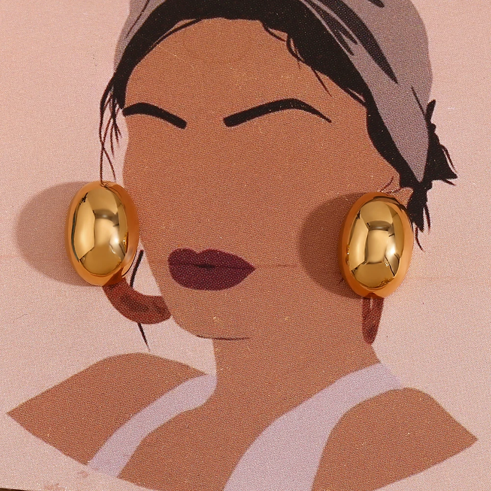 E.B.belle Modernes, schlichtes Design, Gold, Silber, Farbe, halbe Bohne, Edelstahl-Ohrringe für Damen, 2024, Trend, wasserdichter Schmuck