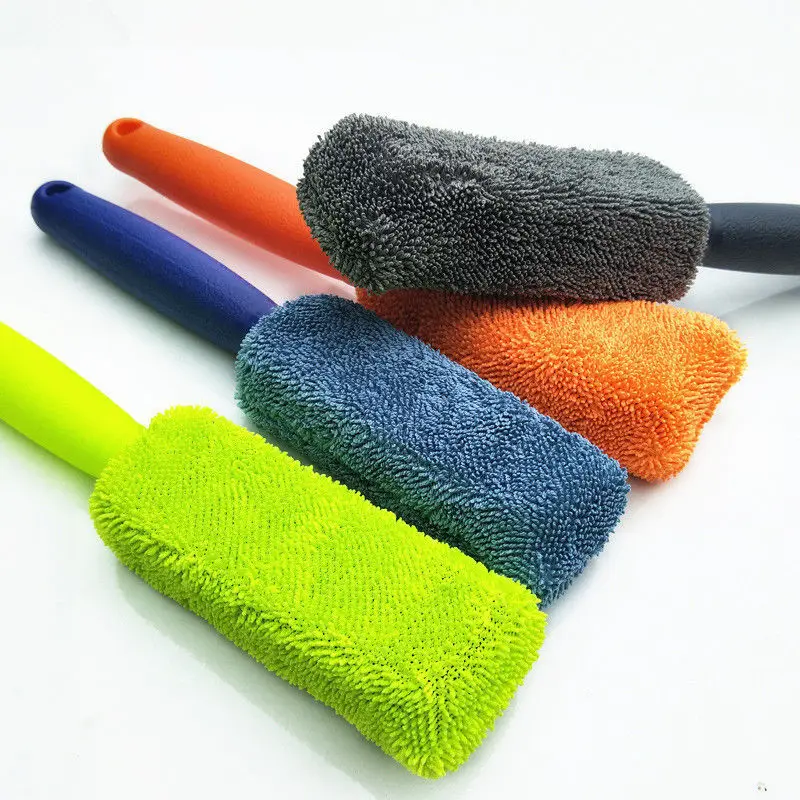 Car Wash Super Brush Microfiber Premium Wheels Brush Non-Slip Handle Easy To Cleaning Rims Spokes Wheel Barrel Car Accessories