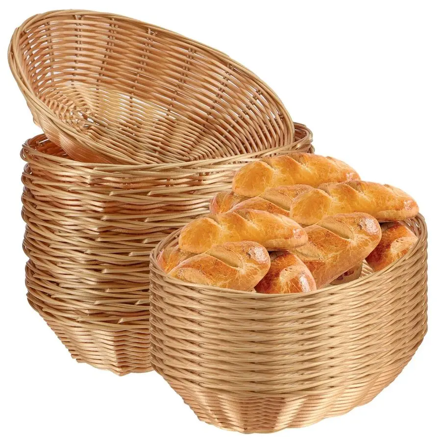 

30 Pack Wicker Bread Basket, Handwoven Oval Plastic Basket, Woven Tabletop Fruit Vegetables Food Serving Basket for Home, Kitche