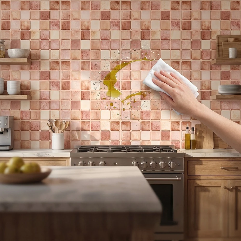 30x30CM 2D Mosaic Self Stick Tile Wallpaper Waterproof Anti‑Oil Wall Sticker Kitchen Countertop Bathroom Home Wall Decoration