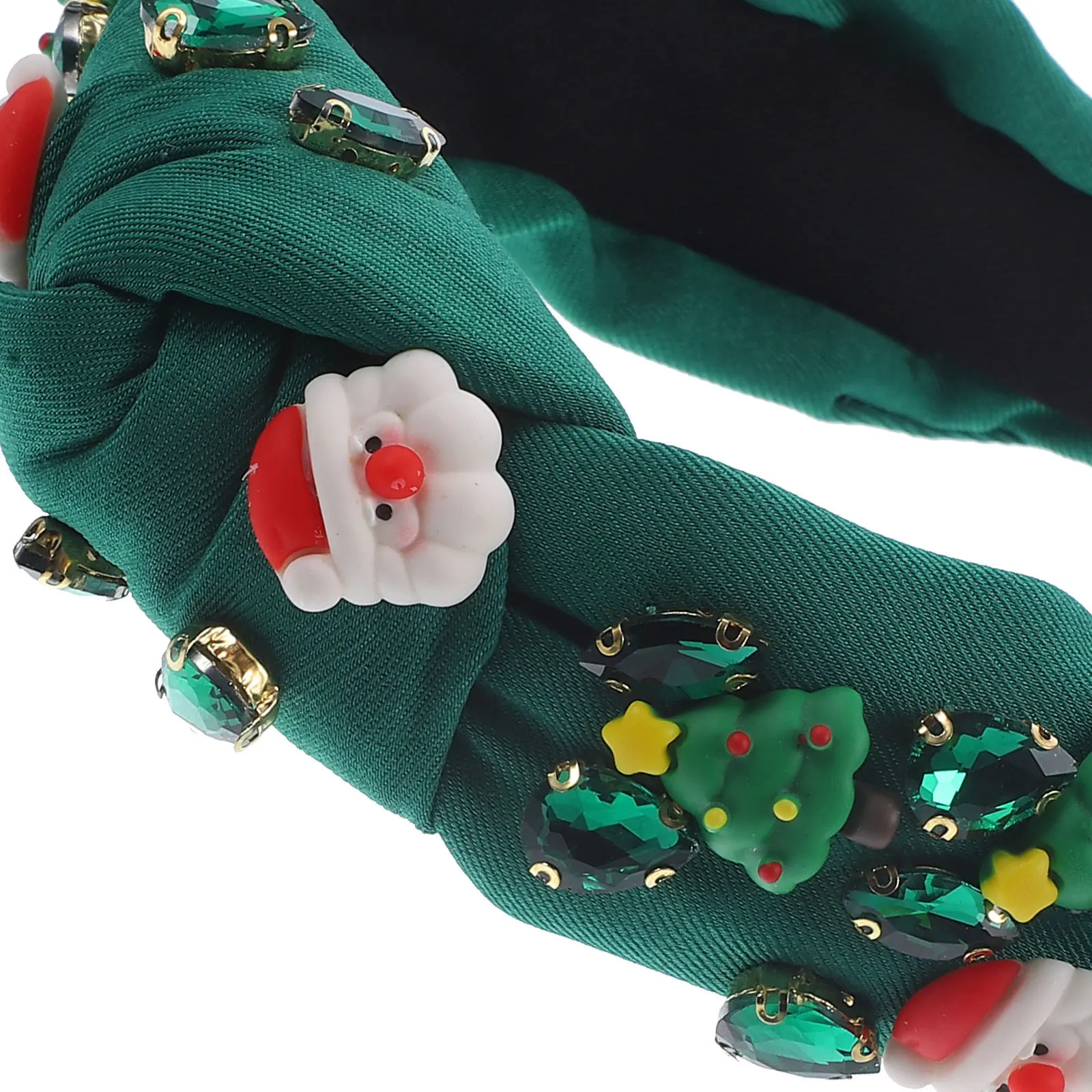 

Christmas Knotted Wide Headband Twisted Wide Hairband Xmas Tree Santa Charm Party Decorative Headband for Women Girls Fashion