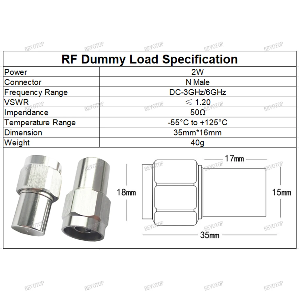 1Pcs 2W L16 N Male RF Coaxial Connector 3GHz/4Ghz/6GHz 50ohm Nickel Plated Coaxial Termination Dummy Load RF Accessories