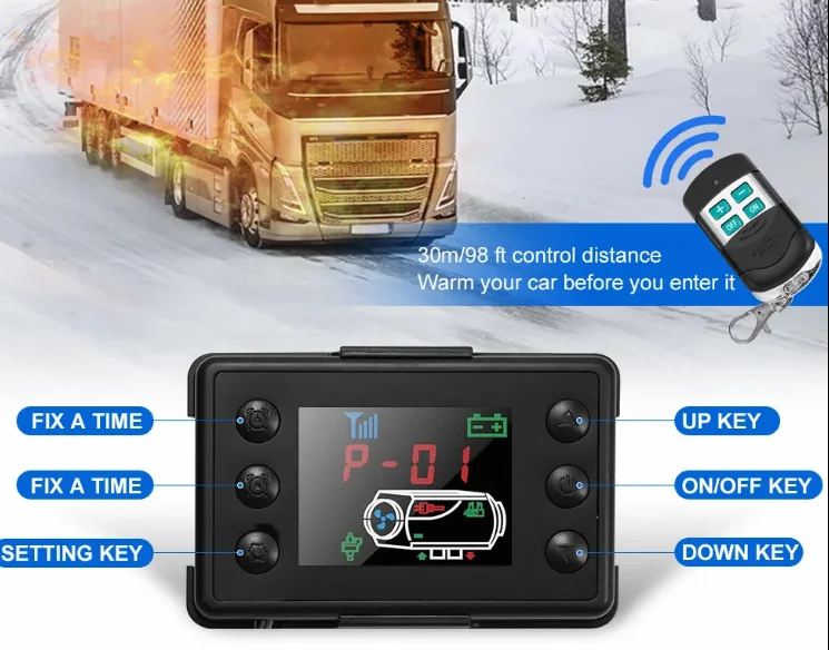 انخفاض استهلاك الطاقة الديزل-سخان الهواء الديزل وقوف السيارات سخان الهواء لشاحنة تخييم قافلة قارب مع شاشة الكريستال السائل بلوتوث