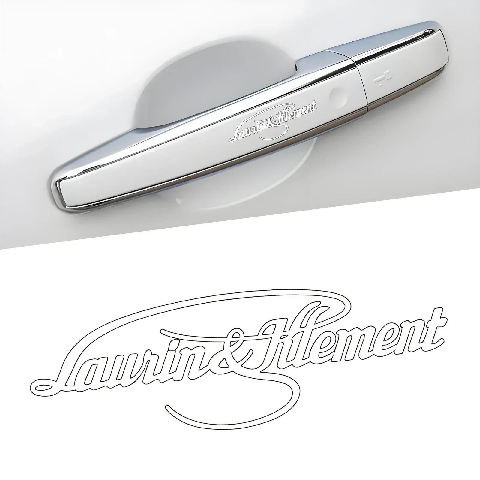 2PCS "Laurin & Klement" Retro Car Sticker, Elegant Script Decal for Car Body/Window, Add Classic Vibe to Your Automobile