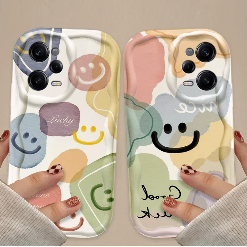 Lovely Colorful Smiley Face Case For Xiaomi Redmi Note 13 12 11 Pro Plus 4G 5G 12S 11S 10 10S 9 9S 8 13C 12C 10C Silicone Cover