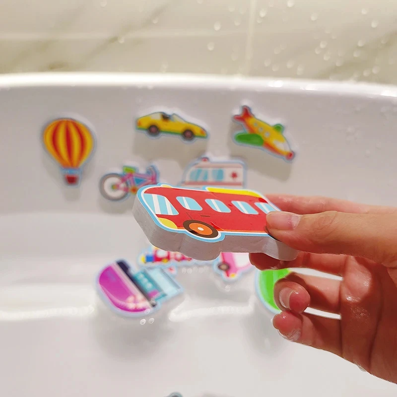 HOToys-Puzzles Autocollants Doux pour Bébé de 0 à 12 Mois, Stickers Animaux Flottants, Jouets d'Eau de Bain