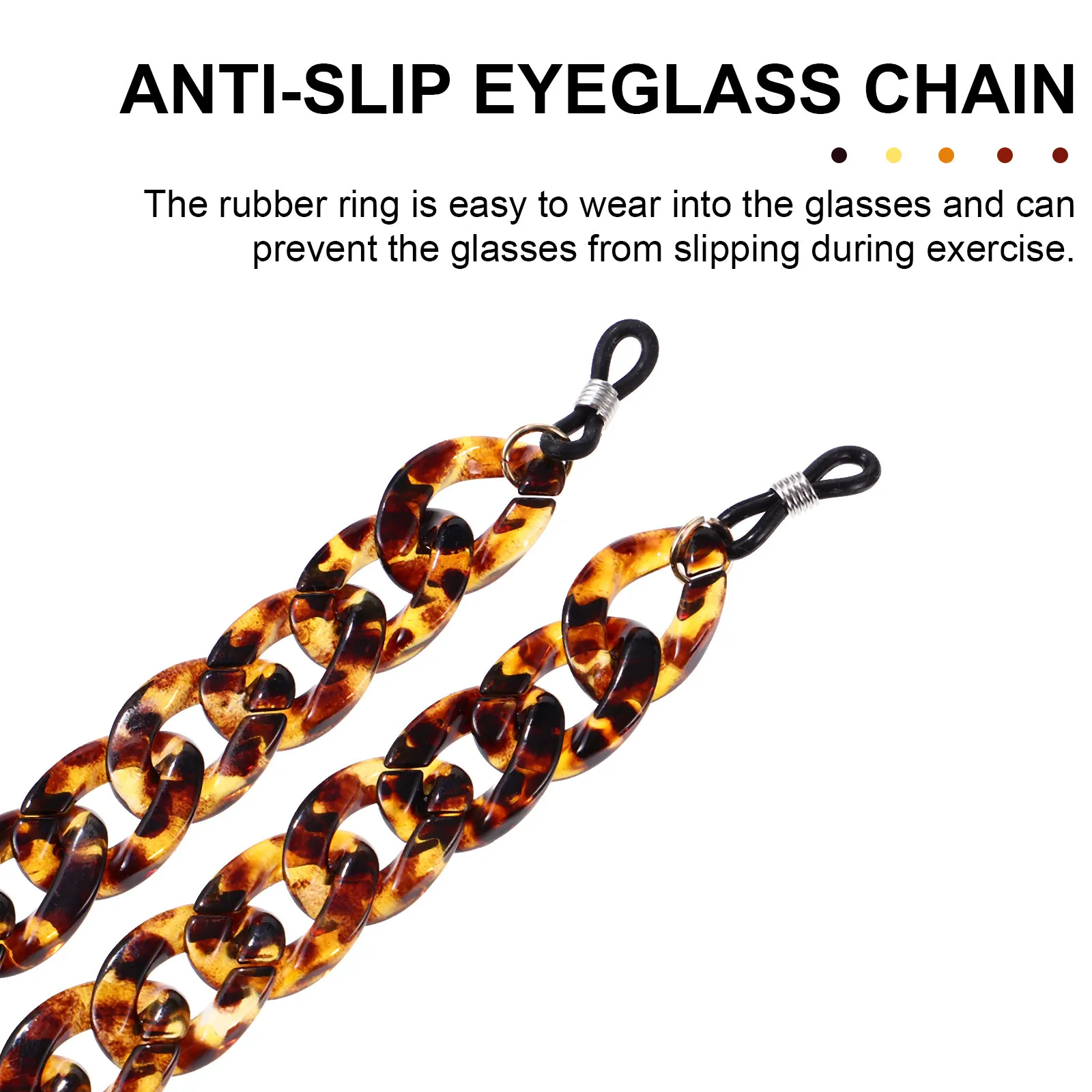 Anti-Slip Eyeglasses Chain Universal PVC Glasses Retainer for Sports Travel Banquet Stylish Exaggerated Neck Cord Brown