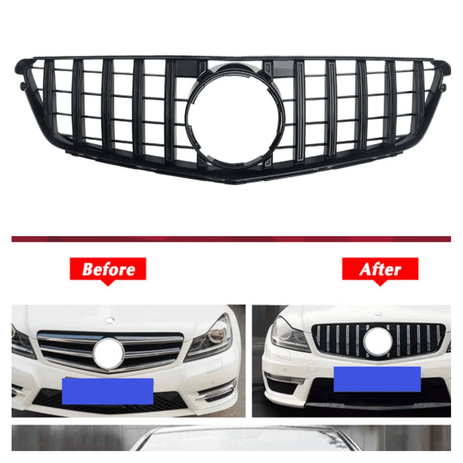 

Black Front Hood Bumper Grill for Mercedes Benz W204 AMG 2008-2013 New