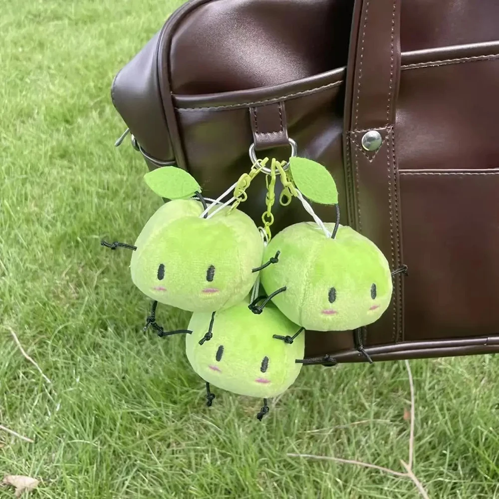 Game Stardew Valley Junimos Cosplay Keychain Green Cute Apple Elf Plush Cotton Doll Backpack Pendant Keyring Accessories image 2