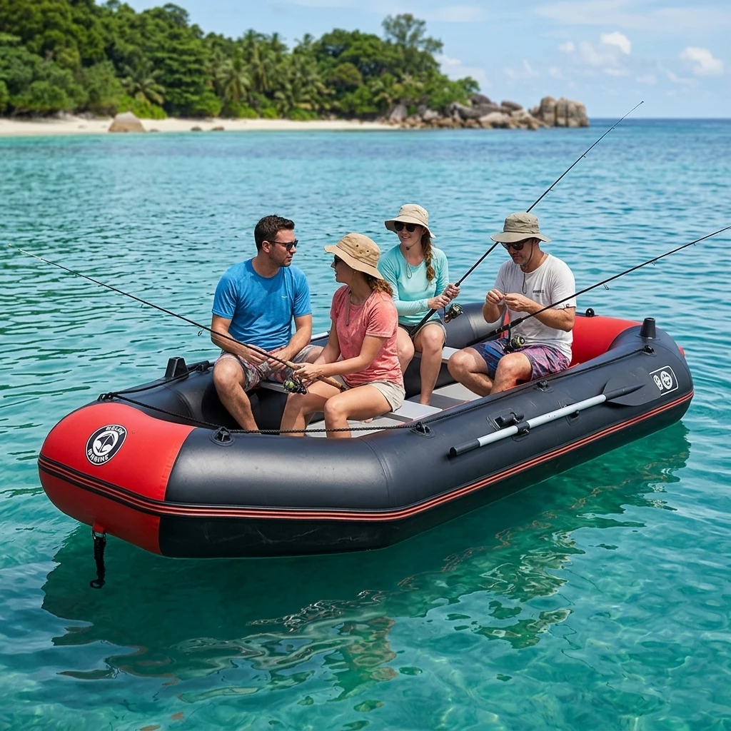 Thermal Weld Sealing 10.8 ft 3.3 M PVC Folding Fishing Boat Air Mat Floor Light Weight Pontoon Dinghy Suitable for Sea Fishing