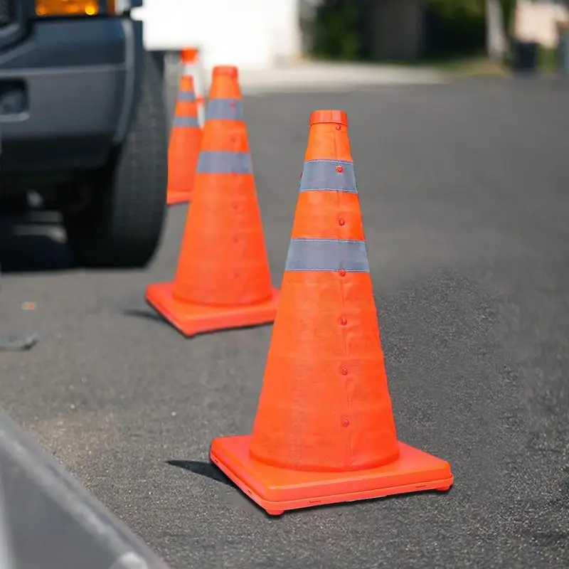 45cm Orange Road Safety Cones Multi Purpose Height Collapsible Traffic Parking Cones Reflective Stripe Traffic Cones Rescue Tool