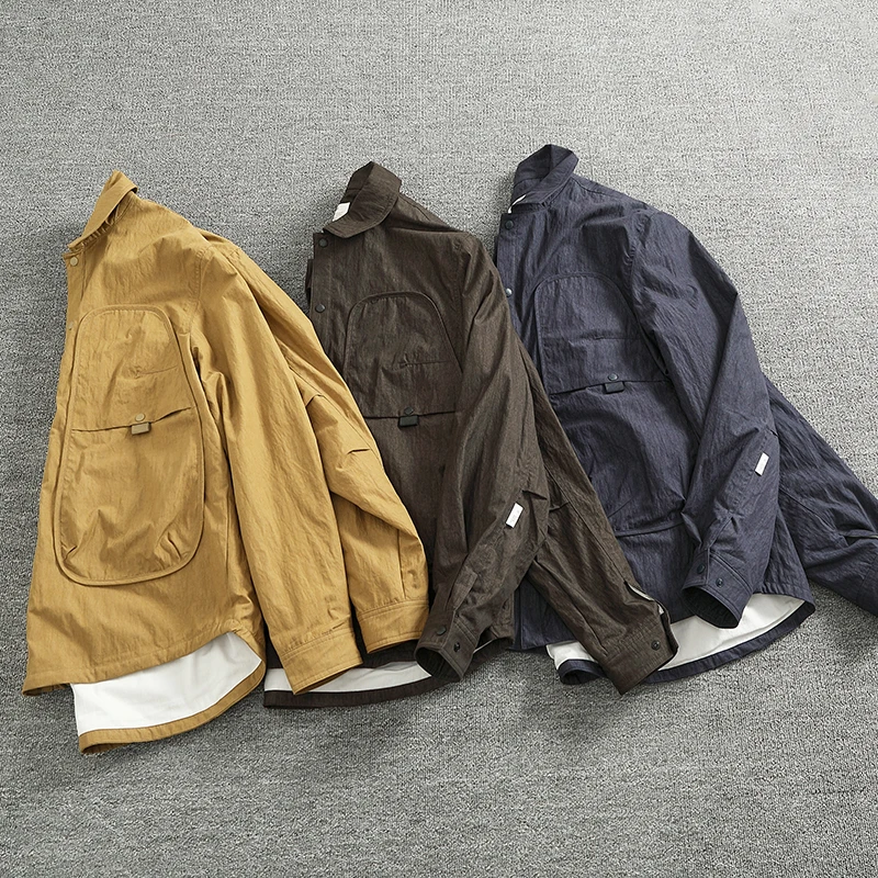 2025 new high arcade can wind loose jacket jacket men\'s fashion all-in-one lapel waterproof outdoor work shirt