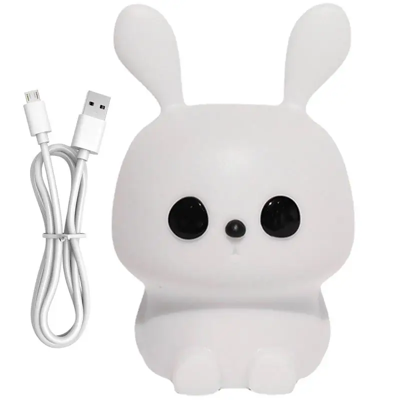 

Touch Sensor LED Rabbit Night Light 7 Colors USB Rechargeable Dimmable Silicone Bunny Lamp For Children Baby Toy Festival Gift