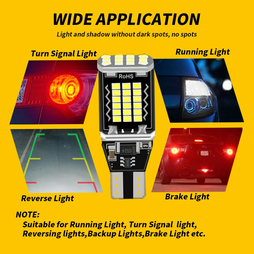 Led لمبة 921 ، 912 ، t15 ، w16w ، t16 ، canbus ، 48smd ، سيارة بدوره إشارة ، عكس النسخ الاحتياطي ، ضوء الفرامل ، الأبيض ، العنبر ، الأحمر ، 12 فولت ، 24 فولت ، 2 قطعة #3