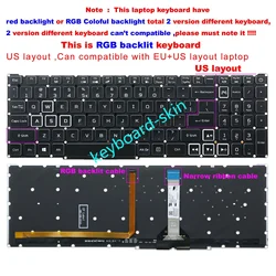 New US RGB Backlit keyboard for Acer Nitro 5 AN515-56 AN515-57 AN515-45 AN515-55 N20C1 Predator Helios 300 PH315-54 LG05P-P12B3L