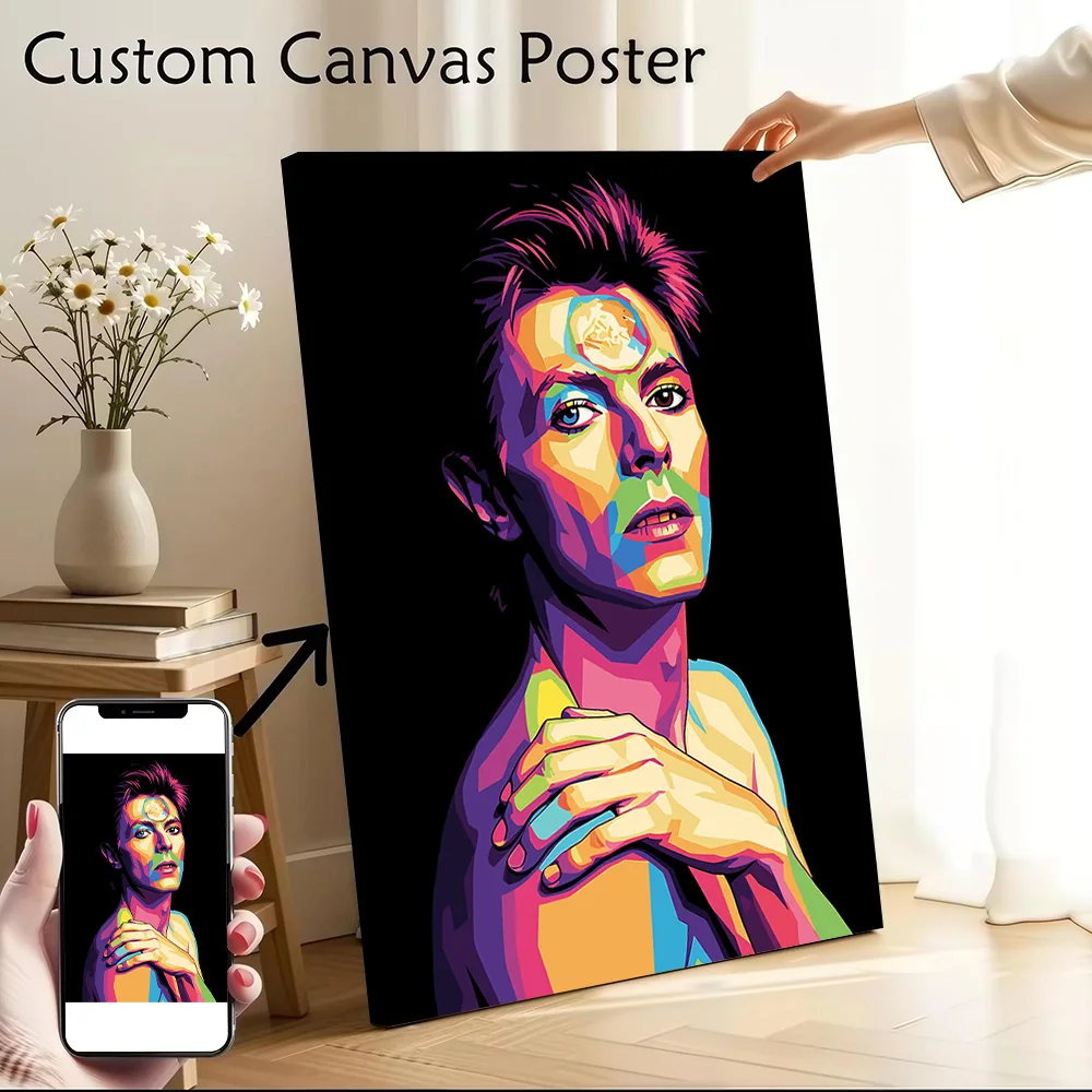 David Bowie Pop Art Portrait Canvas Wall Art Poster Custom Wall Paintings Personalized Photo Printing for Man's Room Decoration