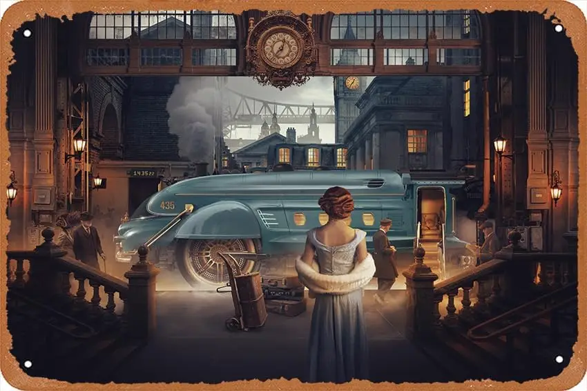 SciFi Steampunk 4k Ultra Vintage Metal Tin Sign 12X8 Inch Poster Cafe Bar Office Art Wall Decoration sign