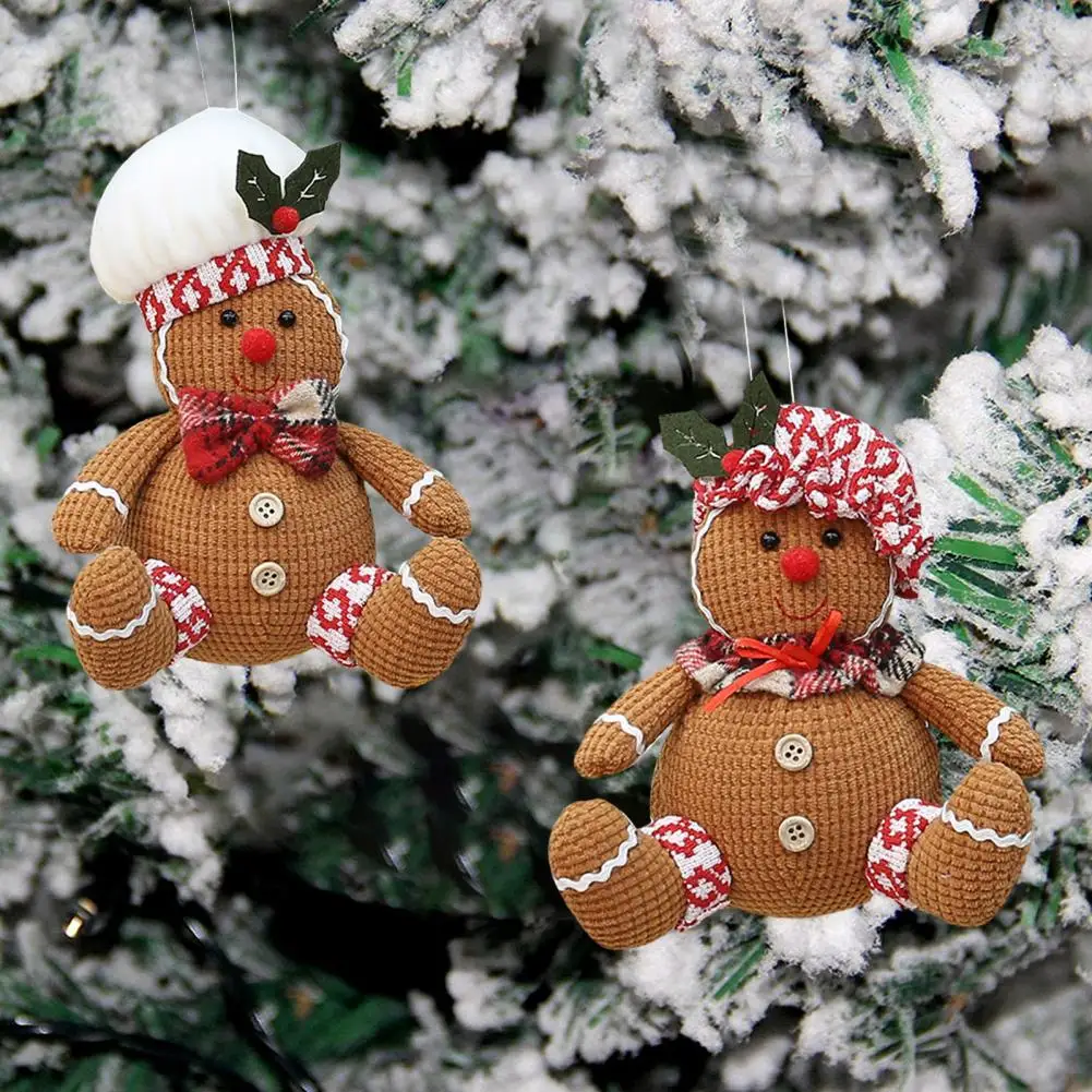 Christmas Ornament Stuffed Gingerbread Man Plush Doll Decoration Cute Christmas Tree Hanging Gingerbread Man Home Decorations