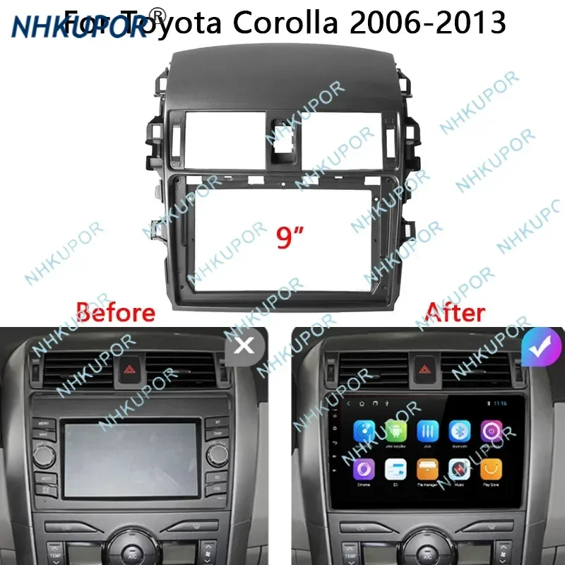 Car Radio Frame Kit For TOYOTA Corolla 2006-2013 Auto Stereo Install Fascia Dash Panel Mounting Head Unit Trim Bezel